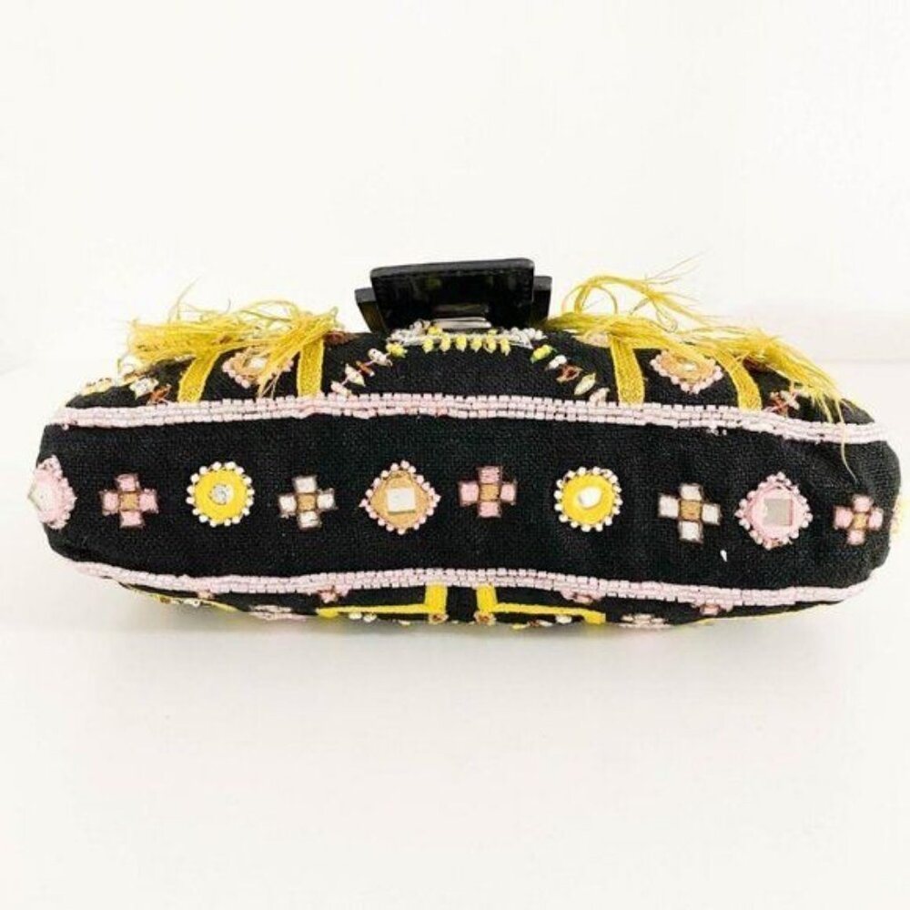 Authentic FENDI Mamma Baguette Beaded Fringe Mirror Shoulder Bag Bucket Hand Bag - Picture 8 of 16